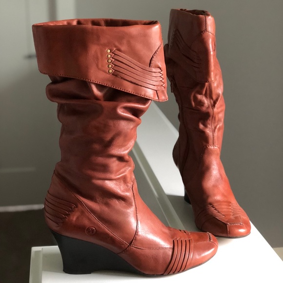 Bronx Shoes - Bronx brown leather wedge heel boots